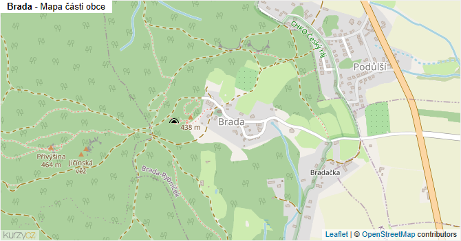 Brada - mapa části obce