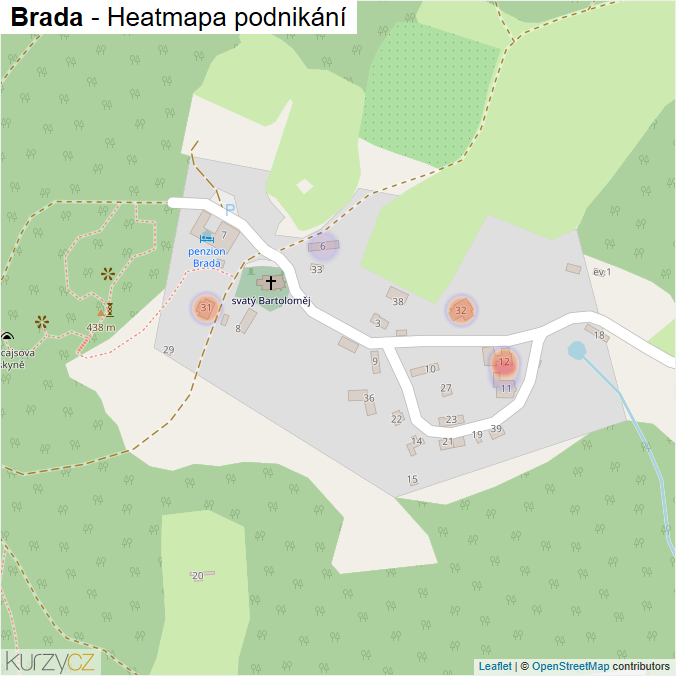 Mapa Brada - Firmy v části obce.