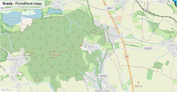 Brada - záplavové mapy stoleté vody