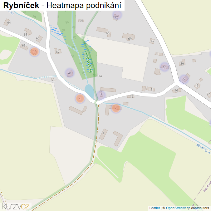 Mapa Rybníček - Firmy v části obce.