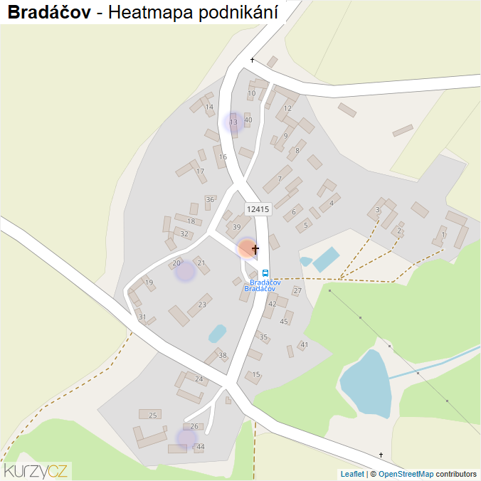 Mapa Bradáčov - Firmy v části obce.