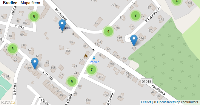 Bradlec - mapa firem
