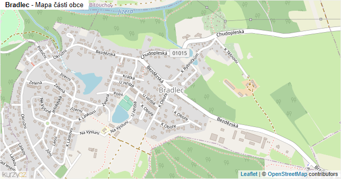 Bradlec - mapa části obce