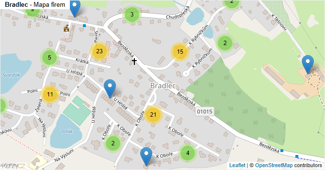 Bradlec - mapa firem
