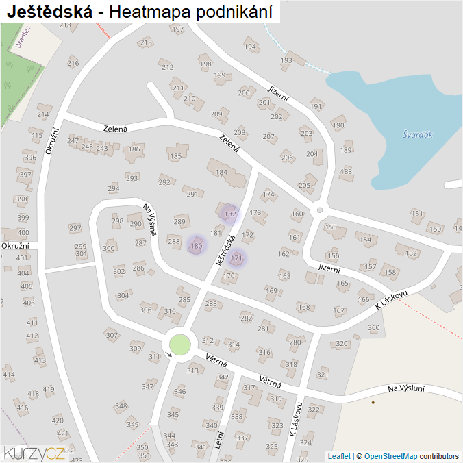 Mapa Ještědská - Firmy v ulici.