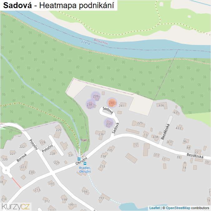 Mapa Sadová - Firmy v ulici.