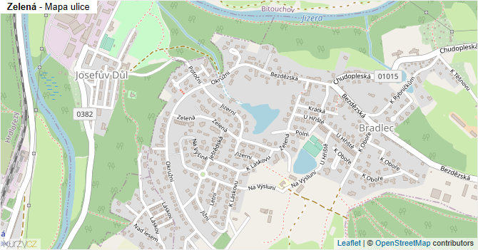 Zelená - mapa ulice