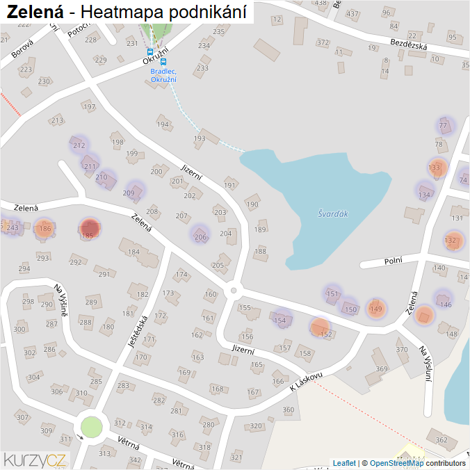 Mapa Zelená - Firmy v ulici.