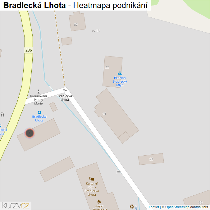 Mapa Bradlecká Lhota - Firmy v obci.
