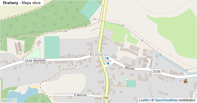 Braňany - mapa obce