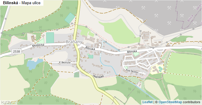 Bílinská - mapa ulice