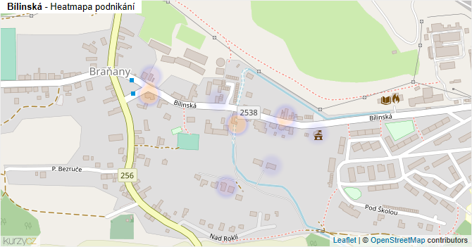 Bílinská - mapa podnikání