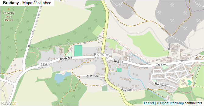Braňany - mapa části obce