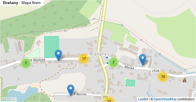 Braňany - mapa firem