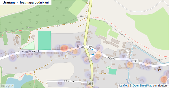 Braňany - mapa podnikání