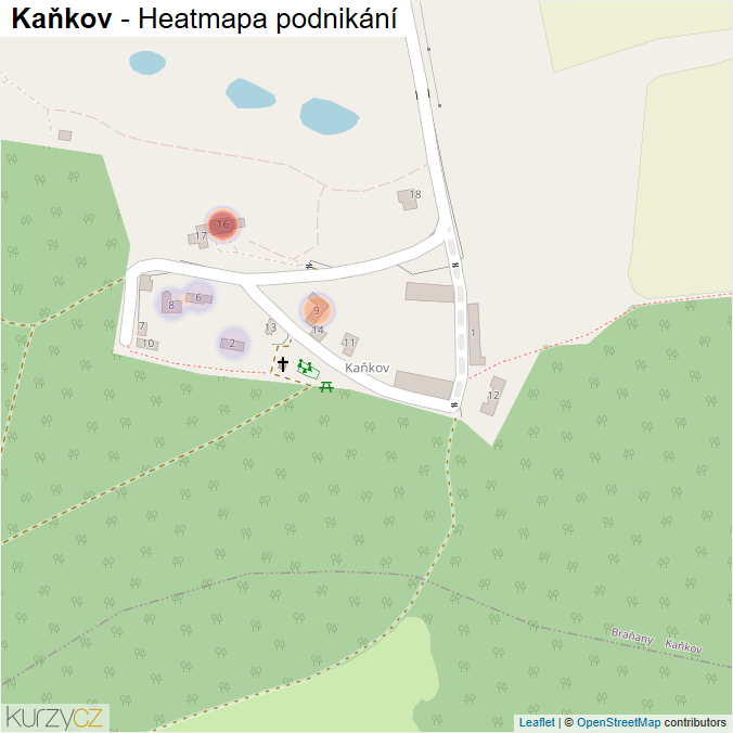 Mapa Kaňkov - Firmy v části obce.