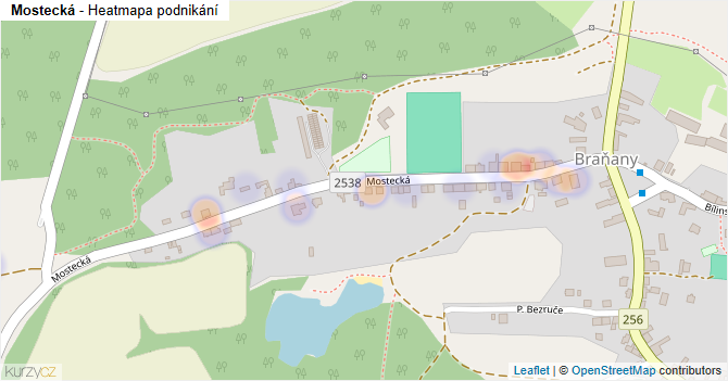 Mostecká - mapa podnikání