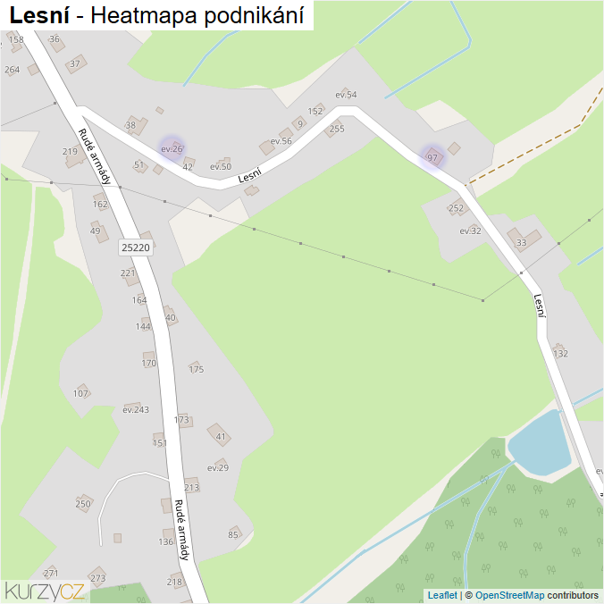 Mapa Lesní - Firmy v ulici.