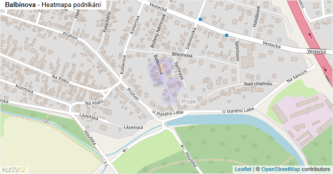 Balbínova - mapa podnikání