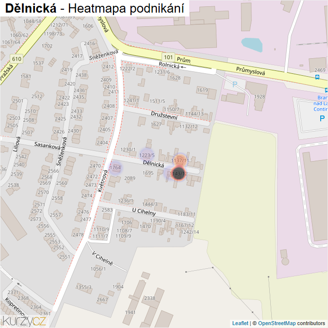 Mapa Dělnická - Firmy v ulici.