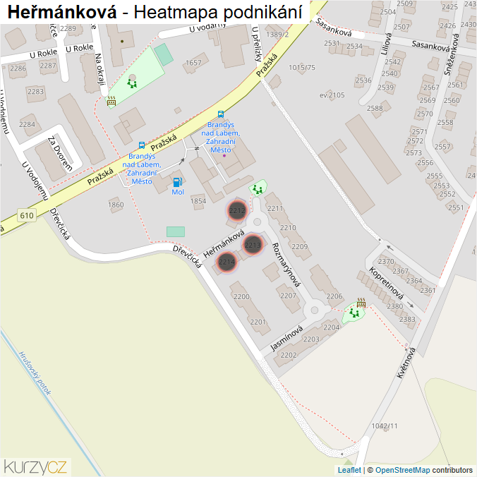 Mapa Heřmánková - Firmy v ulici.