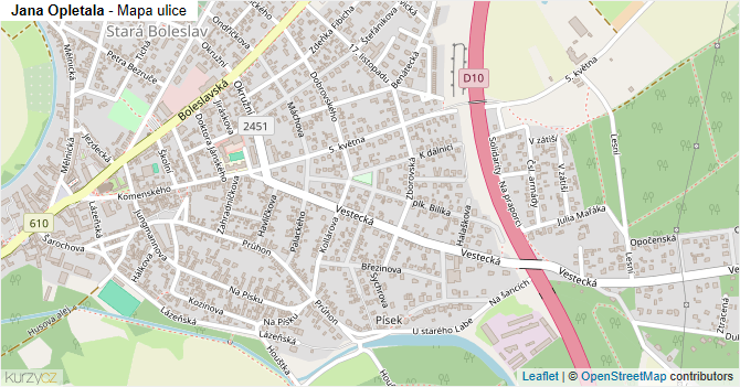 Jana Opletala - mapa ulice