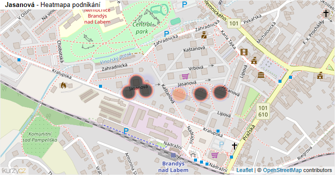 Jasanová - mapa podnikání