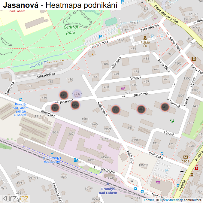 Mapa Jasanová - Firmy v ulici.