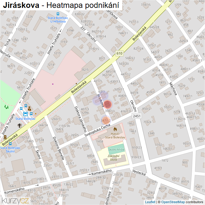 Mapa Jiráskova - Firmy v ulici.