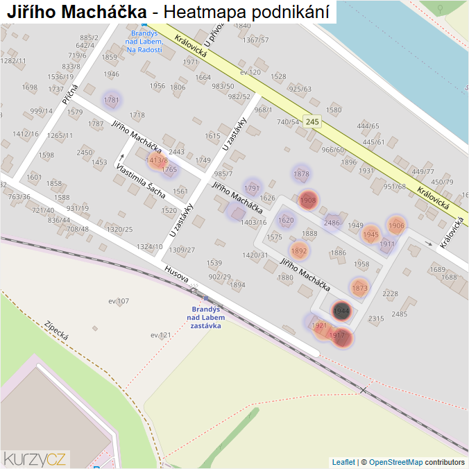 Mapa Jiřího Macháčka - Firmy v ulici.