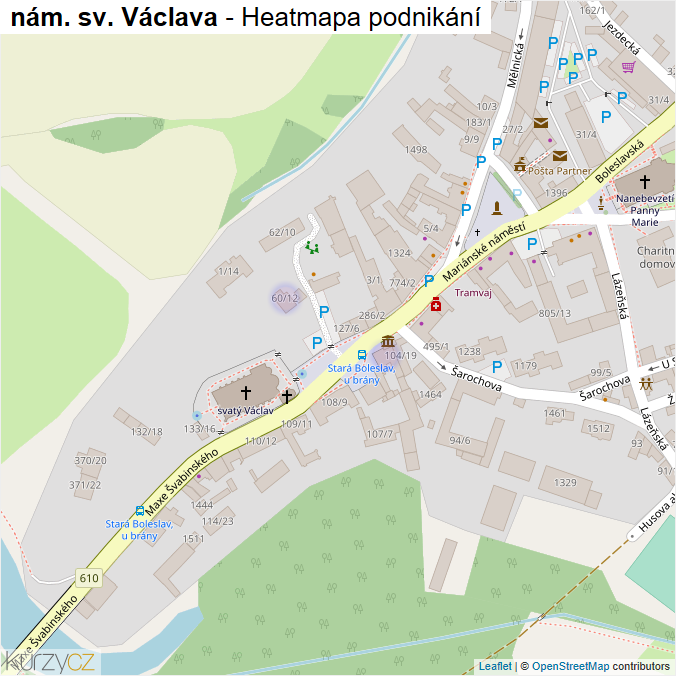 Mapa nám. sv. Václava - Firmy v ulici.