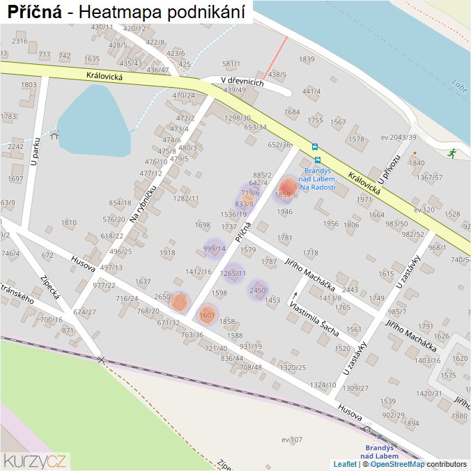Mapa Příčná - Firmy v ulici.