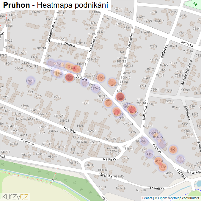 Mapa Průhon - Firmy v ulici.