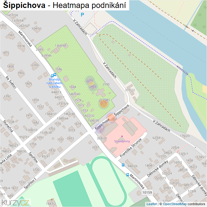 Mapa Šippichova - Firmy v ulici.