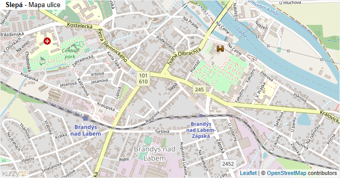 Slepá - mapa ulice