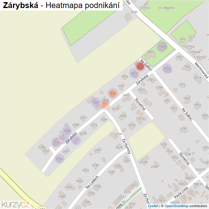 Mapa Zárybská - Firmy v ulici.