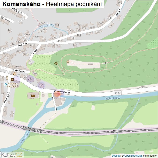 Mapa Komenského - Firmy v ulici.