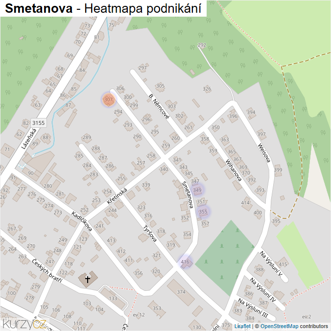 Mapa Smetanova - Firmy v ulici.