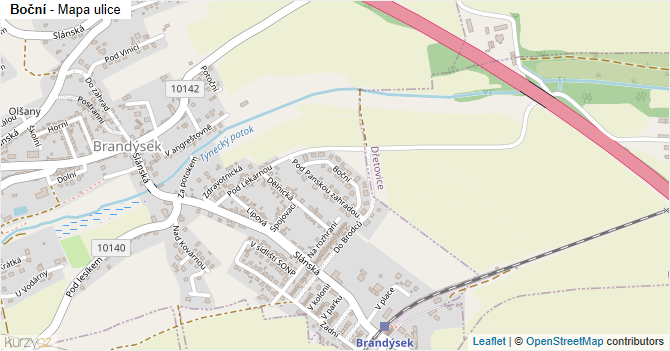 Boční - mapa ulice