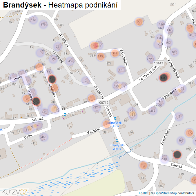 Mapa Brandýsek - Firmy v části obce.