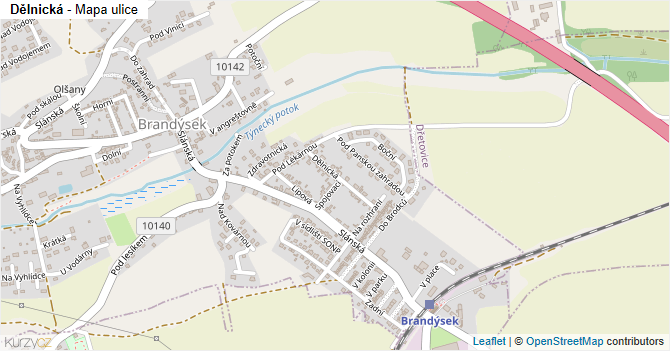 Dělnická - mapa ulice
