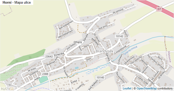 Horní - mapa ulice