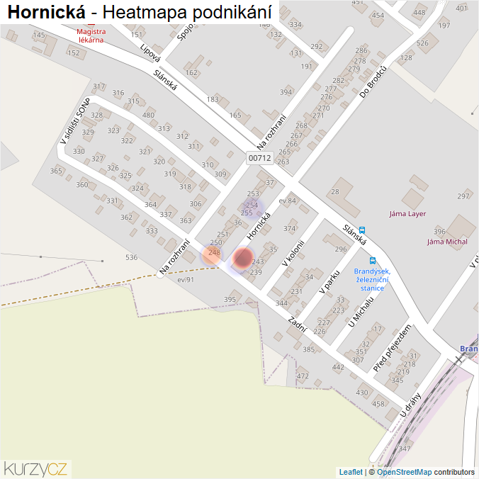 Mapa Hornická - Firmy v ulici.
