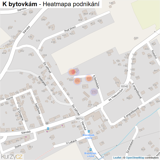Mapa K bytovkám - Firmy v ulici.