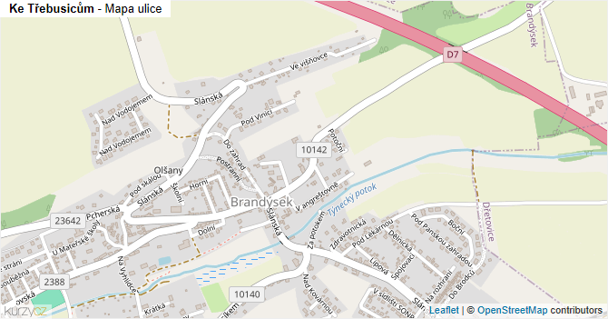 Ke Třebusicům - mapa ulice