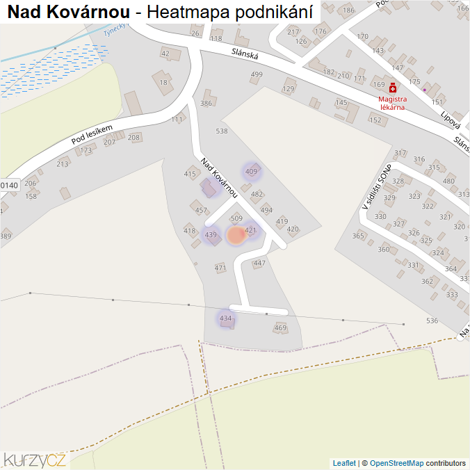 Mapa Nad Kovárnou - Firmy v ulici.