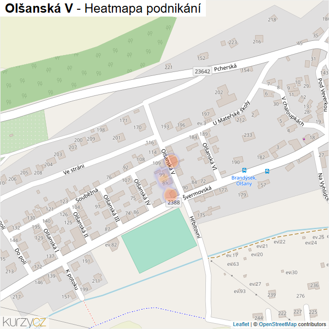 Mapa Olšanská V - Firmy v ulici.