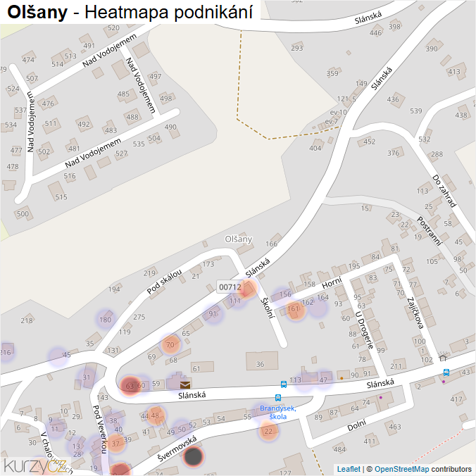 Mapa Olšany - Firmy v části obce.