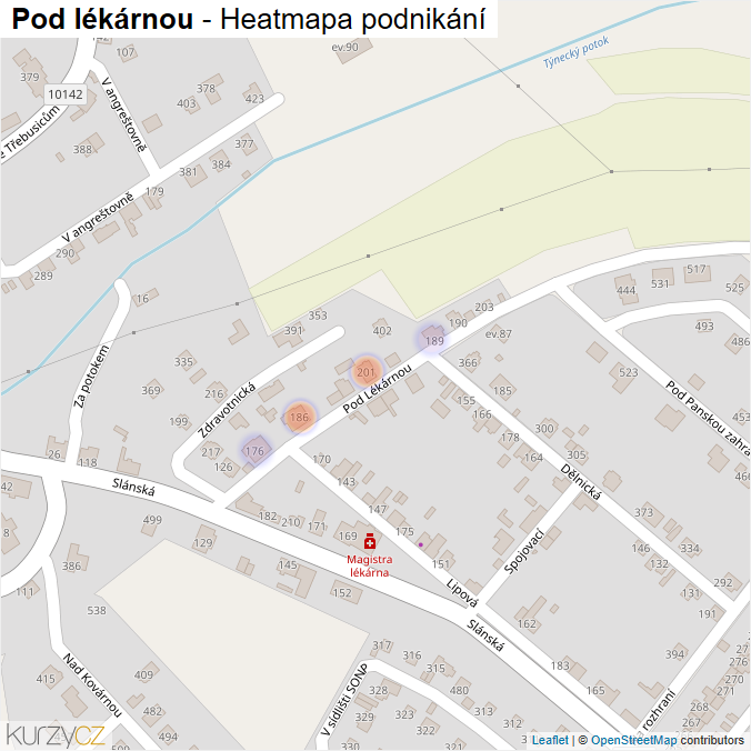 Mapa Pod lékárnou - Firmy v ulici.