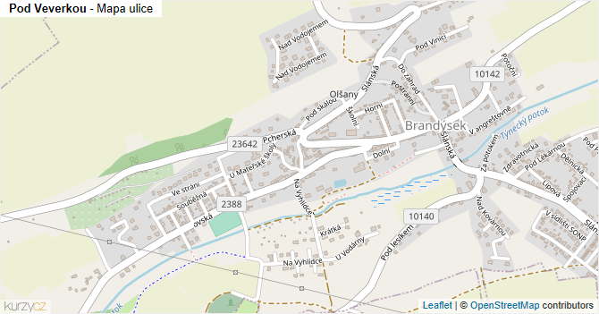 Pod Veverkou - mapa ulice